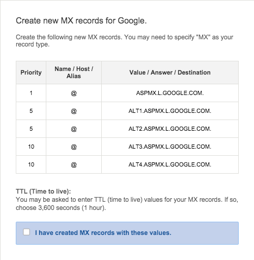 Guidance on how to set-up google hosted e-mail